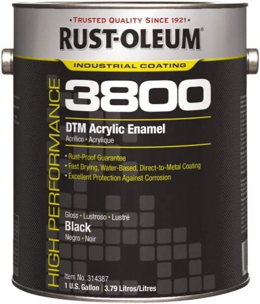 Rust-Oleum - 1 Gal Black Gloss Finish Acrylic Enamel Paint - 150 to 270 Sq Ft per Gal, Interior/Exterior, Direct to Metal - Americas Tooling