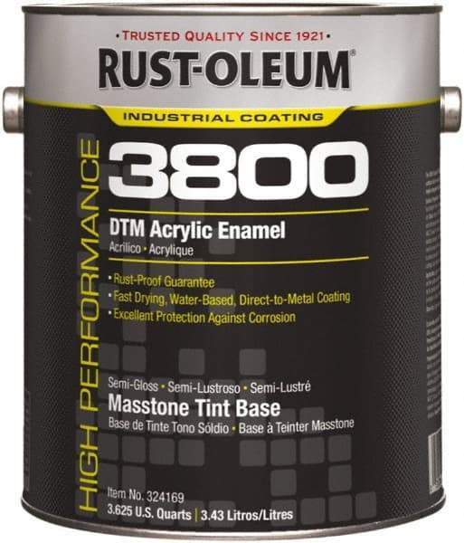 Rust-Oleum - 1 Gal Masstone Tint Base Semi Gloss Finish Acrylic Enamel Paint - 150 to 270 Sq Ft per Gal, Interior/Exterior, Direct to Metal - Americas Tooling