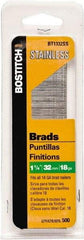 Stanley Bostitch - 18 Gauge 0.05" Shank Diam 1-1/4" Long Brad Nails for Power Nailers - Stainless Steel, Ring Shank, Straight Stick Adhesive Collation, Brad Head, Chisel Point - Americas Tooling