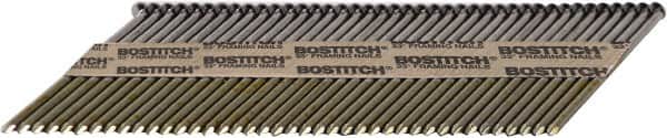 Stanley Bostitch - 11 Gauge 0.131" Shank Diam 3-1/4" Long Framing Nails for Power Nailers - Steel, Galvanized Finish, Smooth Shank, Angled Stick Paper Tape Collation, Round Head - Americas Tooling