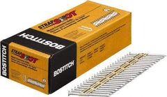 Stanley Bostitch - 10 Gauge 0.148" Shank Diam 2-1/2" Long Metal Connecting Nails for Power Nailers - Steel, Galvanized Finish, Smooth Shank, Angled Stick Paper Tape Collation, Round Head, Diamond Point - Americas Tooling