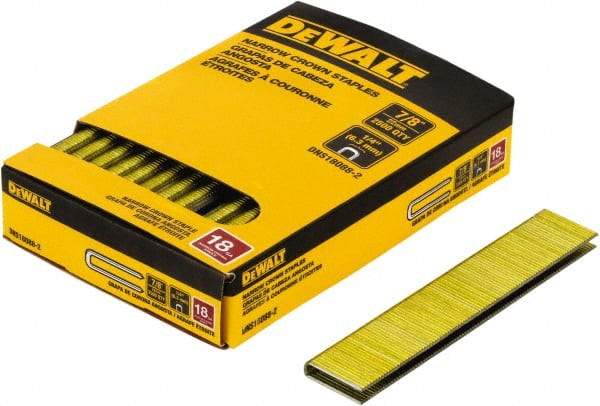 DeWALT - 7/8" Long x 1/4" Wide, 18 Gauge Crowned Construction Staple - Steel, Copper Finish, Chisel Point - Americas Tooling