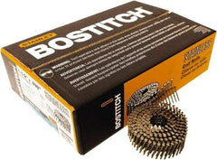 Stanley Bostitch - 13 Gauge 1-1/2" Long Siding Nails for Power Nailers - Steel, Stainless Steel Finish, Ring Shank, Coil Wire Collation, Round Head, Blunt Diamond Point - Americas Tooling