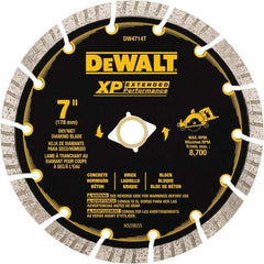 DeWALT - 7" Diam, 5/8" Arbor Hole Diam, 14 Tooth Wet & Dry Cut Saw Blade - Diamond Matrix, Fast Cutting Action, Standard Round Arbor - Americas Tooling