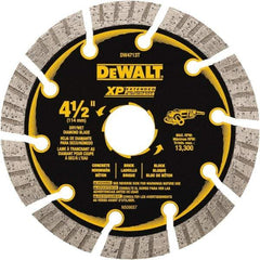 DeWALT - 4-1/2" Diam, 5/8" Arbor Hole Diam, 10 Tooth Wet & Dry Cut Saw Blade - Diamond Matrix, Fast Cutting Action, Standard Round Arbor - Americas Tooling