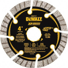 DeWALT - 4" Diam, 7/8" Arbor Hole Diam, 8 Tooth Wet & Dry Cut Saw Blade - Diamond Matrix, Fast Cutting Action, Standard Round Arbor - Americas Tooling