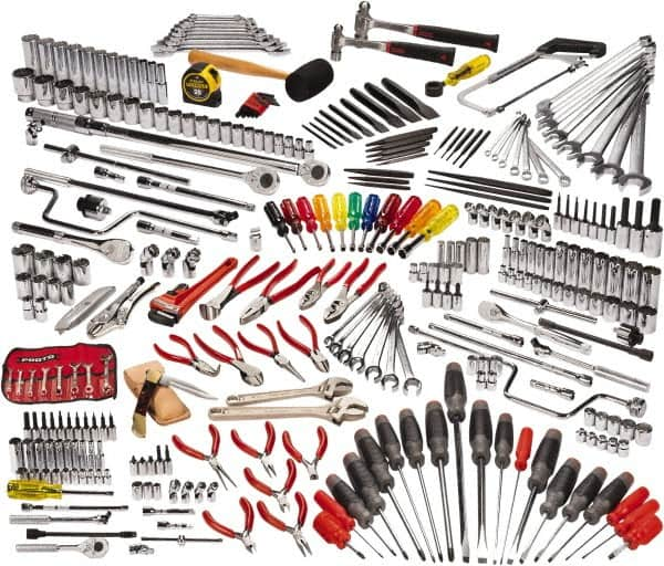 Proto - 334 Piece 1/4, 3/8 & 1/2" Drive Master Tool Set - Comes in Roller Cabinet - Americas Tooling