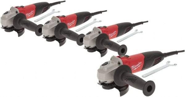 Milwaukee Tool - 4-1/2" Wheel Diam, 11,000 RPM, Corded Angle & Disc Grinder - 5/8-11 Spindle, 120 Volts, 7 Amps, Front Exhaust - Americas Tooling