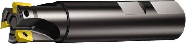 Sandvik Coromant - 1" Cut Diam, 10.01mm Max Depth of Cut, 3/4" Shank Diam, 3.501" OAL, Indexable Square Shoulder End Mill - Multiple Insert Styles, Weldon Shank, 90° Lead Angle, Through Coolant, Series CoroMill 390 - Americas Tooling