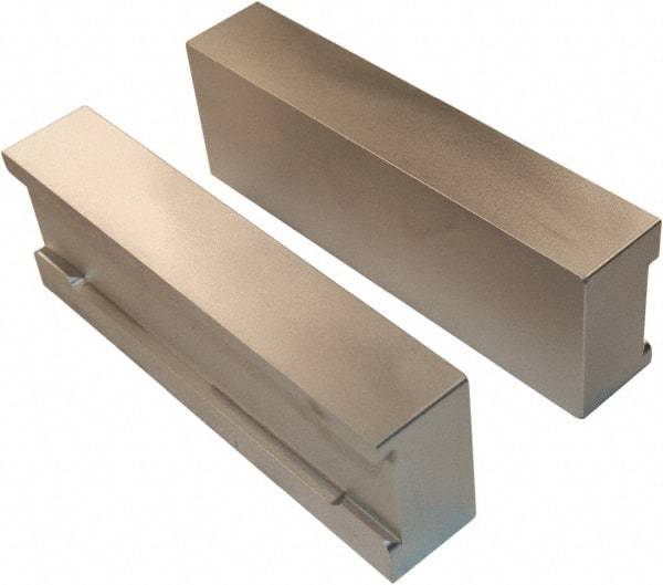 Jet Machining - 6" Wide x 2" High x 1-1/8" Thick, Flat/No Step Vise Jaw - Soft, Aluminum, Moveable Jaw, Compatible with 6" Vises - Americas Tooling