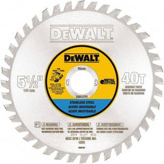 DeWALT - 5-1/2" Diam, 25/32" Arbor Hole Diam, 40 Tooth Wet & Dry Cut Saw Blade - Steel, Crosscutting Action, Standard Round Arbor - Americas Tooling