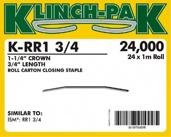 Klinch-Pak - 3/4" Long x 1-1/4" Wide, 0 Gauge Wide Crown Construction Staple - Steel, Copper Finish, Chisel Point - Americas Tooling