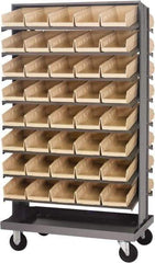 Quantum Storage - 80 Bin Sloping Shelf - 36 Inch Overall Width x 24 Inch Overall Depth x 66 Inch Overall Height, Ivory Polypropylene Bins - Americas Tooling