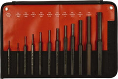 Mayhew - 12 Piece, 1/16 to 1/2", Pin Punch Set - Hex Shank, Steel, Comes in Kit Bag - Americas Tooling