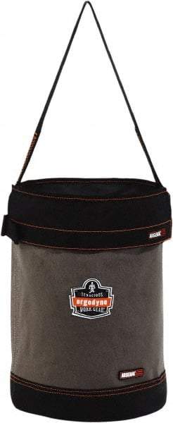 Ergodyne - 1 Pocket Gray & Black Canvas Tool Bucket - 12-1/2" Wide x 12-1/2" Deep x 17" High - Americas Tooling