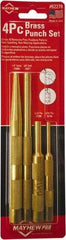 Mayhew - 4 Piece, 3/16 to 3/8", Assorted Brass Punch Kit - Round Shank, Brass, Comes in Carded - Americas Tooling