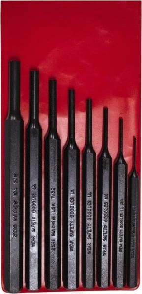 Mayhew - 8 Piece, 1/16 to 5/16", Pro Pin Punch Kit - Round Shank, Steel, Comes in Pouch - Americas Tooling