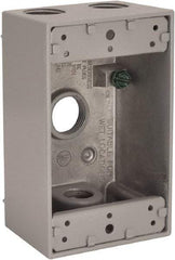 Hubbell-Raco - 1 Gang, (4) 1/2" Knockouts, Aluminum Rectangle Device Box - 4-1/2" Overall Height x 2" Overall Depth, Weather Resistant - Americas Tooling