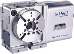 Samchully - 1 Spindle, 175mm Horizontal & Vertical Rotary Table - 160 kg (352 Lb) Max Horiz Load, 140mm Centerline Height, 40mm Through Hole - Americas Tooling