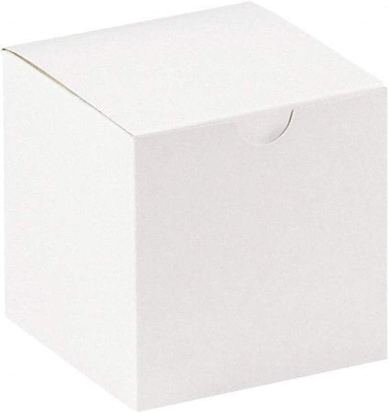 Made in USA - 4" Wide x 4" Long x 4" High Square Chipboard Box - 1 Wall, White - Americas Tooling