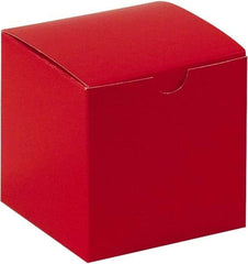 Made in USA - 4" Wide x 4" Long x 4" High Rectangle Chipboard Box - 1 Wall, Red - Americas Tooling