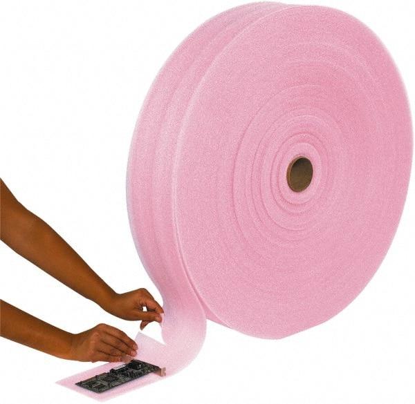 Made in USA - 6,600" Long x 12" Wide, Antistatic Foam Roll - Pink, Standard Grade - Americas Tooling