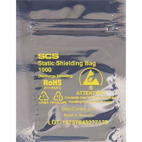 Made in USA - 20" Long x 15" Wide, 3.1 mil Thick, Self Seal Static Shield Bag - Transparent, Metal-In, Standard Grade - Americas Tooling