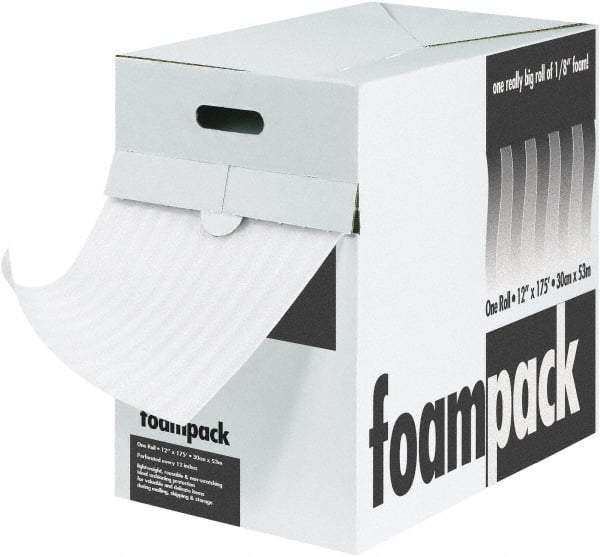 Made in USA - 85' Long x 12" Wide x 1/4" Thick, Polyethylene Foam - White - Americas Tooling