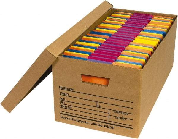 Made in USA - 1 Compartment, 12" Wide x 24" Deep, File Storage Boxes - Corrugated Cardboard, Kraft (Color) - Americas Tooling