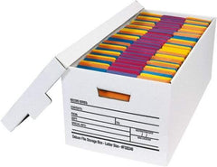 Made in USA - 1 Compartment, 12" Wide x 24" Deep, File Storage Boxes - Corrugated Cardboard, White - Americas Tooling