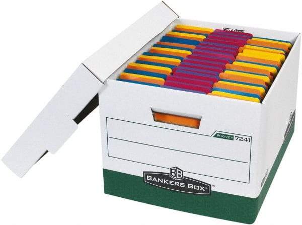 Made in USA - 1 Compartment, 12" Wide x 15" Deep, File Storage Boxes - Corrugated Cardboard, Green - Americas Tooling