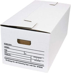 Made in USA - 1 Compartment, 12" Wide x 24" Deep, File Storage Boxes - Corrugated Cardboard, White - Americas Tooling