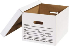 Made in USA - 1 Compartment, 12" Wide x 15" Deep, File Storage Boxes - Corrugated Cardboard, White - Americas Tooling