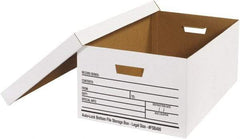 Made in USA - 1 Compartment, 15" Wide x 24" Deep, File Storage Boxes - Corrugated Cardboard, White - Americas Tooling