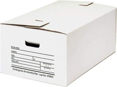 Made in USA - 1 Compartment, 15" Wide x 24" Deep, File Storage Boxes - Corrugated Cardboard, White - Americas Tooling