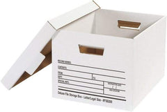 Made in USA - 1 Compartment, 12" Wide x 15" Deep, File Storage Boxes - Corrugated Cardboard, White - Americas Tooling