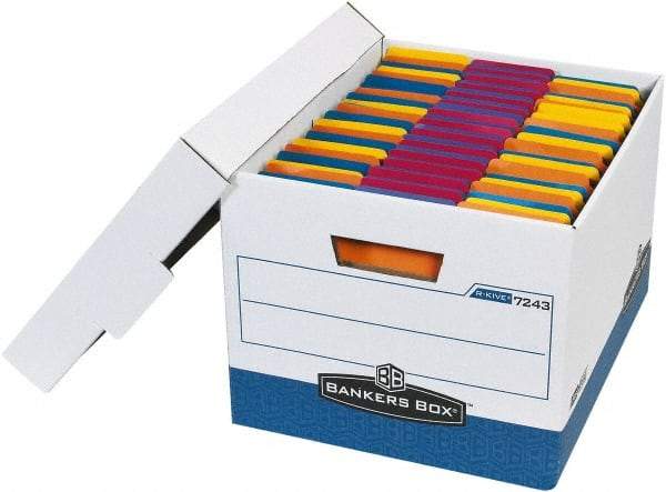 Made in USA - 1 Compartment, 12" Wide x 15" Deep, File Storage Boxes - Corrugated Cardboard, Blue - Americas Tooling