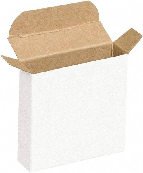 Made in USA - 1" Wide x 3-5/8" Long x 3-5/8" High Rectangle Chipboard Box - 1 Wall, White - Americas Tooling