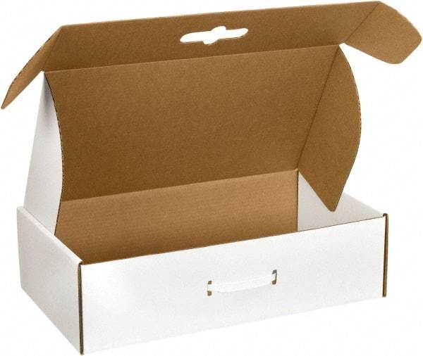 Made in USA - 11-3/8" Wide x 18-1/4" Long x 4-1/2" High Rectangle Corrugated Shipping Box - 1 Wall, White - Americas Tooling