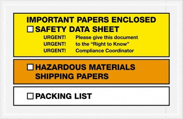 Value Collection - 1,000 Piece, 6-1/2" Long x 10" Wide, Packing List Envelope - Important Papers Enclosed, Yellow/Orange - Americas Tooling