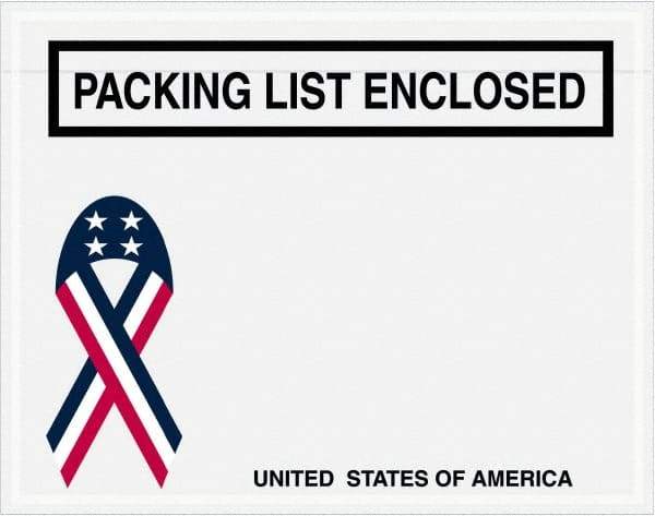 Value Collection - 1,000 Piece, 7" Long x 5-1/2" Wide, Packing List Envelope - Packing List Enclosed, Red, White & Blue - Americas Tooling