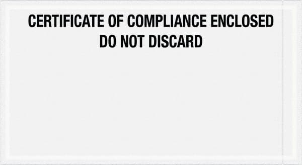 Value Collection - 1,000 Piece, 6" Long x 11" Wide, Packing List Envelope - Certificate of Compliance Enclosed, Printed Clear - Americas Tooling