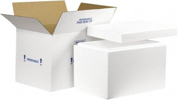 Made in USA - 12" Wide x 19" Long x 12-1/2" High Rectangle Insulated Box - 1 Wall, White - Americas Tooling