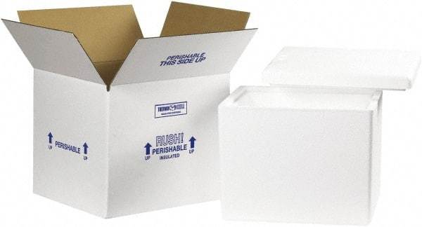 Made in USA - 11-3/4" Wide x 13-3/4" Long x 11-7/8" High Rectangle Insulated Box - 1 Wall, White - Americas Tooling