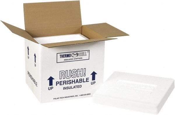 Made in USA - 8-1/4" Wide x 10-1/2" Long x 9-1/4" High Rectangle Insulated Box - 1 Wall, White - Americas Tooling