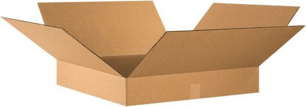 Made in USA - 24" Wide x 24" Long x 4" High Rectangle Corrugated Shipping Box - 1 Wall, Kraft (Color), 65 Lb Capacity - Americas Tooling