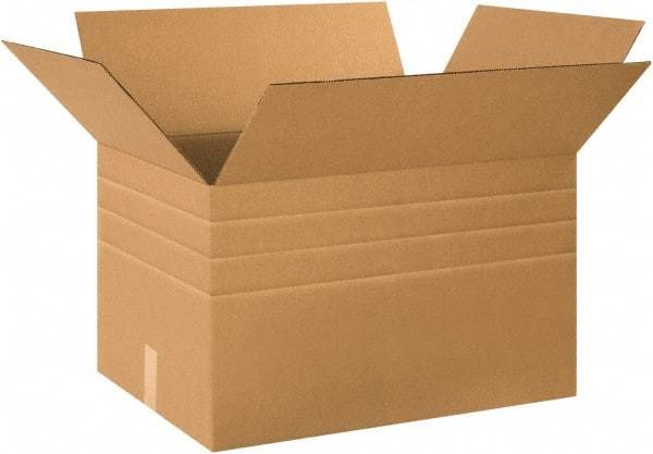 Made in USA - 18" Wide x 24" Long x 18" High Rectangle Multi-Depth Box - 1 Wall, Kraft (Color), 65 Lb Capacity - Americas Tooling