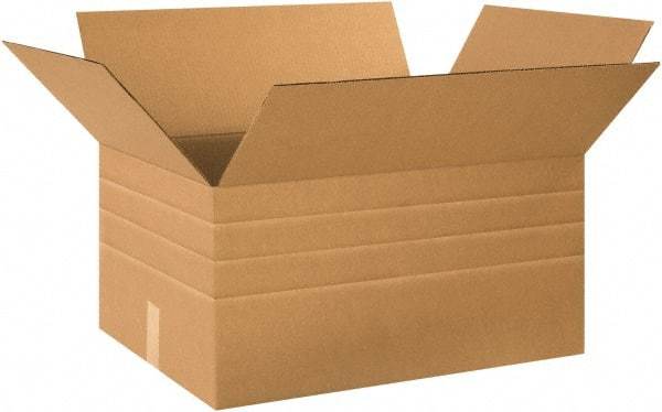 Made in USA - 18" Wide x 24" Long x 12" High Rectangle Multi-Depth Box - 1 Wall, Kraft (Color), 65 Lb Capacity - Americas Tooling