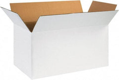 Made in USA - 12" Wide x 24" Long x 12" High Rectangle Corrugated Shipping Box - 1 Wall, White, 65 Lb Capacity - Americas Tooling