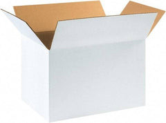 Made in USA - 12" Wide x 18" Long x 12" High Rectangle Corrugated Shipping Box - 1 Wall, White, 65 Lb Capacity - Americas Tooling